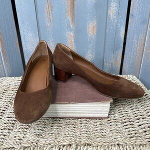 Aquatalia Vera Mid Weatherproof Suede Pump Caramel Sz 9